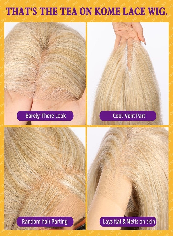 KOME Blonde Synthetic Lace Front Wig,13X6 Long Straight Layered Glueless Wigs for Women Daily Use 22IN - Image 5